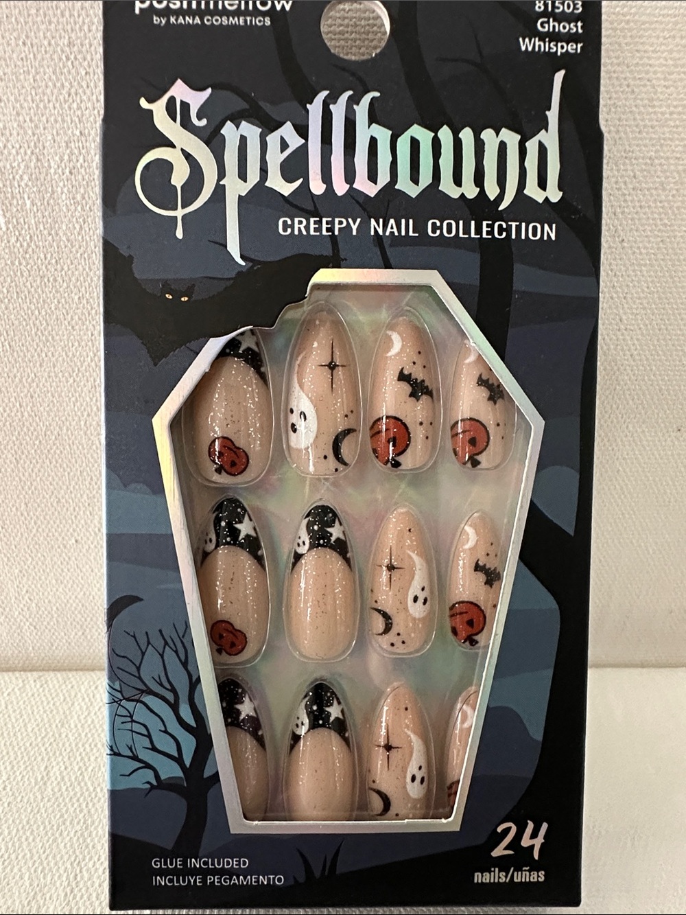 NWT Posh Mellow 24 Piece Ghost Whisper Spellbound Creepy Nail Collection.